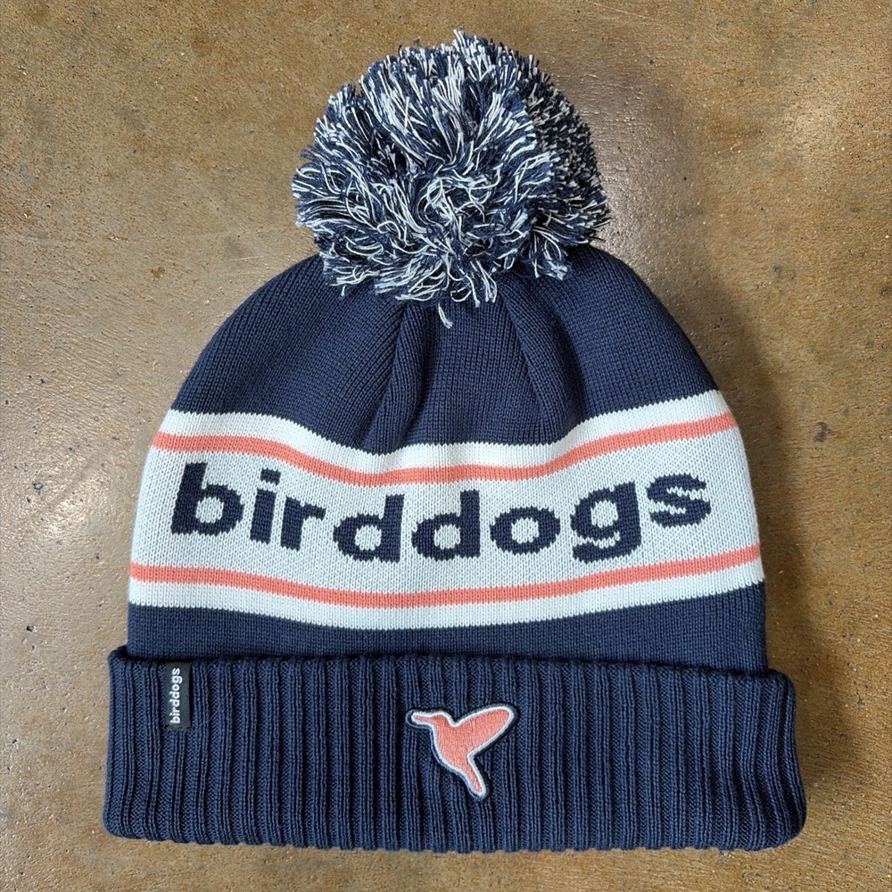 BirdDogs Navy Blue Spellout Logo Knit Beanie Hat Winter Ski Outerwear Mens O/S